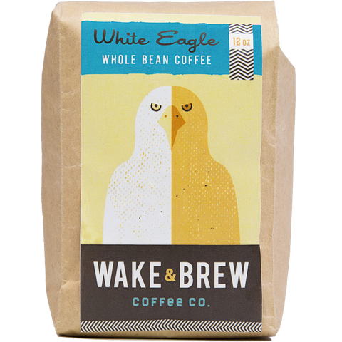 White Eagle 12oz Whole Bean Coffee 100% Arabica Whole Bean Coffee Roasted Fresh Buy Online Flat Rate Shipping Free Shipping Over $35 United States USA Fast Shipping - Wake & Brew Coffee Co.